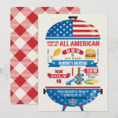 All American 4 juli BBQ-feestuitnodiging Kaart (Voorkant / Achterkant)