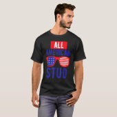 All American 4th July Stud USA Flag Symbol of Your T-shirt (Voorkant volledig)