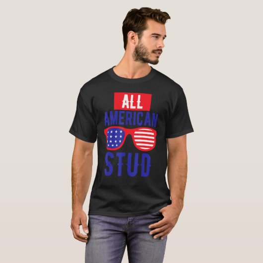 All American 4th July Stud USA Flag Symbol of Your T-shirt (Voorkant volledig)