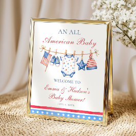 All American 4th of July Baby Shower Welkom Poster