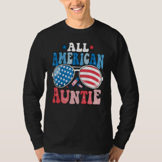 All American Auntie Sunglasses 4th of July Family  T-shirt