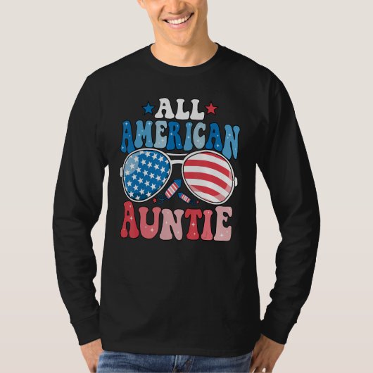 All American Auntie Sunglasses 4th of July Family  T-shirt (Voorkant)
