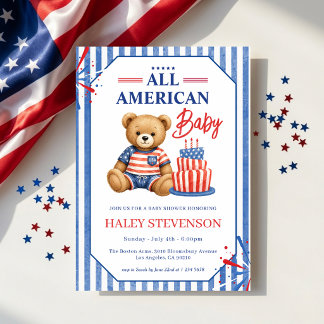 All American Baby Shower Patriottische Teddibeer J Kaart