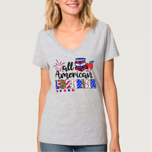 All American Bibliothecaris Rommelige Knot VS Vlag T-shirt