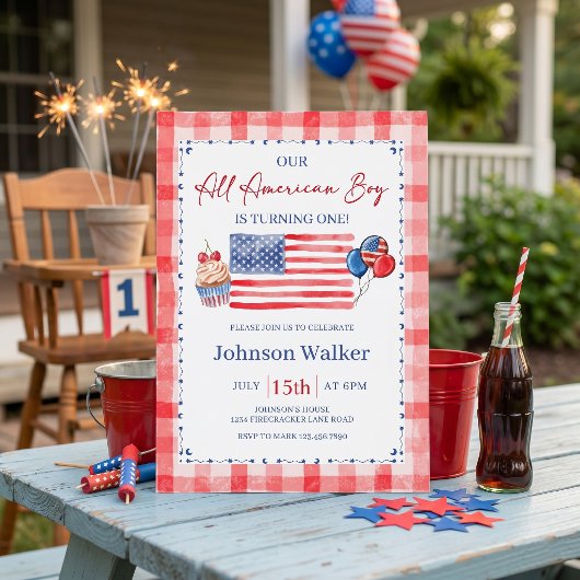 All American Birthday Invitation Kaart