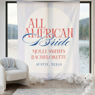 All American Blauw Gestreepte Verlovingsfeest Bann Wandkleed