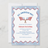 All American Boy 4 juli Waterverf verjaardag Kaart (Voorkant)