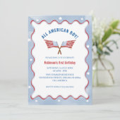 All American Boy 4 juli Waterverf verjaardag Kaart (Staand voorkant)