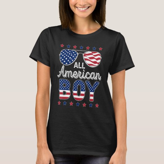 All American Boy 4th of July American Sunglasses F T-shirt (Voorkant)
