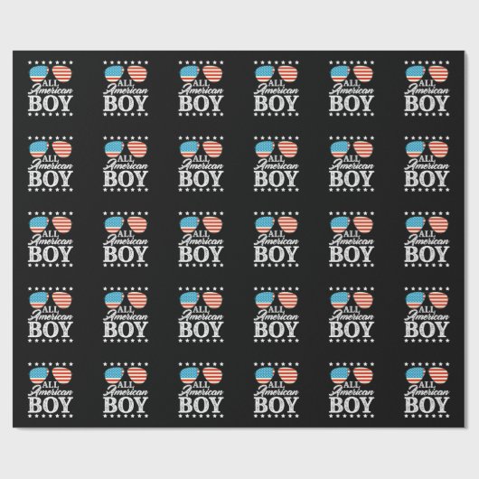 All American Boy 4th of July Amerikaanse zonnebril Cadeaupapier (Vlak)