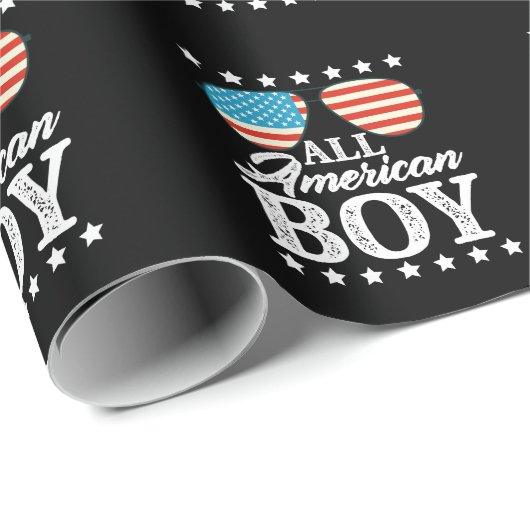 All American Boy 4th of July Amerikaanse zonnebril Cadeaupapier (Rol Hoek)