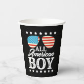 All American Boy 4th of July Amerikaanse zonnebril Papieren Bekers (Voorkant)