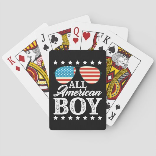 All American Boy 4th of July Amerikaanse zonnebril Pokerkaarten (Achterkant)