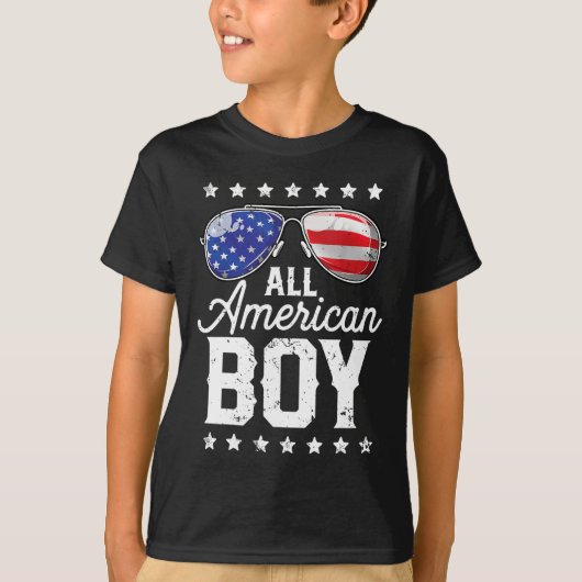 All American Boy 4th of July Boys Kids Sunglasses T-shirt (Voorkant)