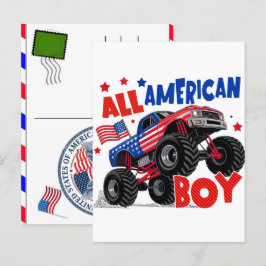 All American Boy 4th of July Kinderen Onafhankelij Feestdagenkaart