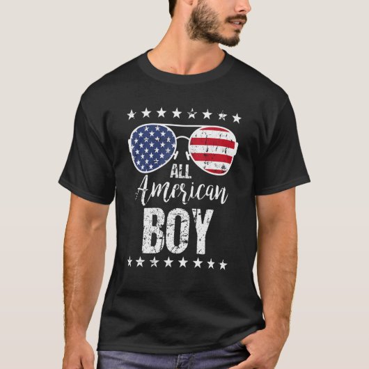 All American Boy 4th Of July Sunglasses Boys Kids  T-shirt (Voorkant)