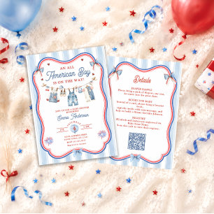 All American Boy Baby Shower All In One Kaart