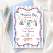 All American Boy Baby Shower Uitnodiging