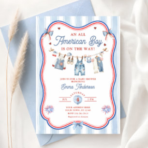 All American Boy Baby Shower Uitnodiging