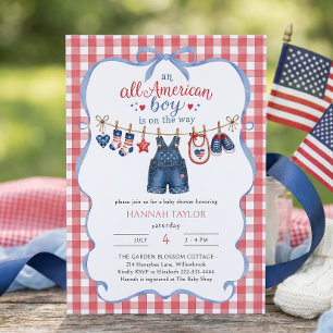 All American Boy Baby Shower Uitnodiging
