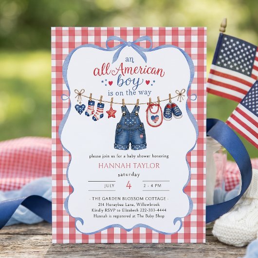 All American Boy Baby Shower Uitnodiging