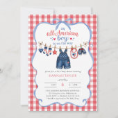 All American Boy Baby Shower Uitnodiging (Voorkant)
