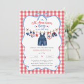 All American Boy Baby Shower Uitnodiging (Staand voorkant)