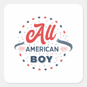 All American Boy Badge Vierkante Sticker