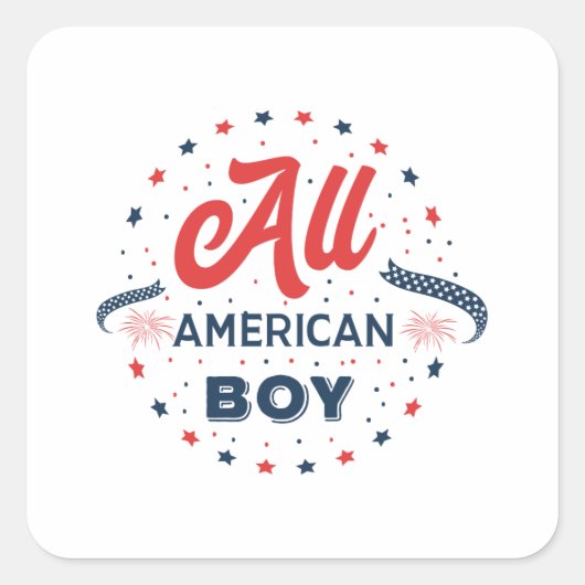 All American Boy Badge Vierkante Sticker (Voorkant)