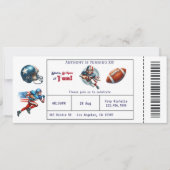 All American Boy Football Ticket Verjaardagsfeest Kaart (Voorkant)