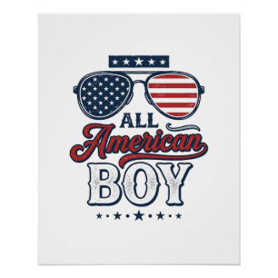 All American Boy Patriottische Zonnebril Shirt Ont Perfect Poster