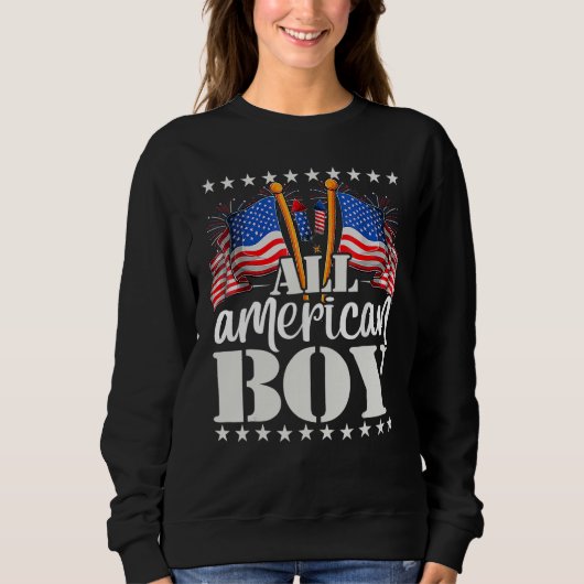 All American Boy USA America Flag & Firework 4th J Trui (Voorkant)