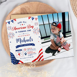 All American Boy Verjaardag 4 juli Foto Kaart