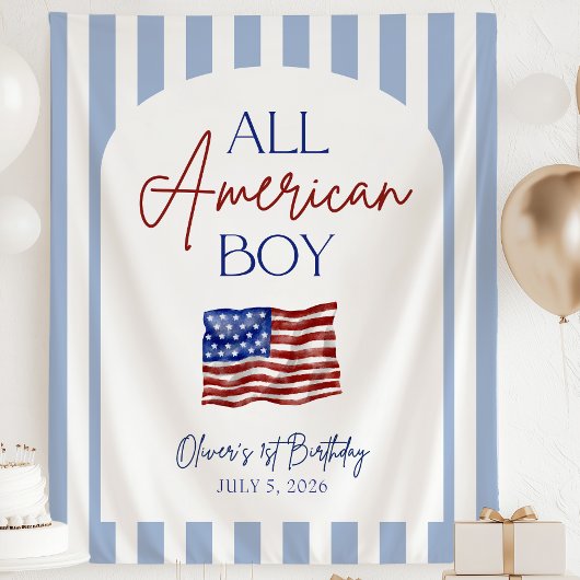 All American Boy Verjaardagsbanner Wandkleed