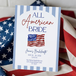 All American Bride Bachelorette Invitation Kaart