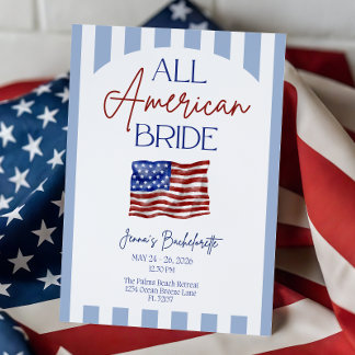 All American Bride Bachelorette Invitation Kaart