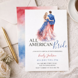 All American Bride Bridal Shower Invitation Kaart