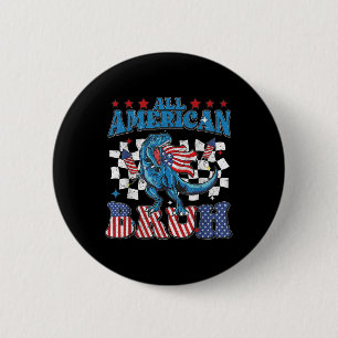 All American Bruh Dinosaur T-rex Patriottisch 4 Ju Ronde Button 5,7 Cm