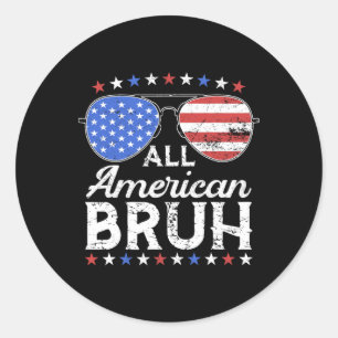 All American Bruh Grappige Kinderen Tienerjongens Ronde Sticker