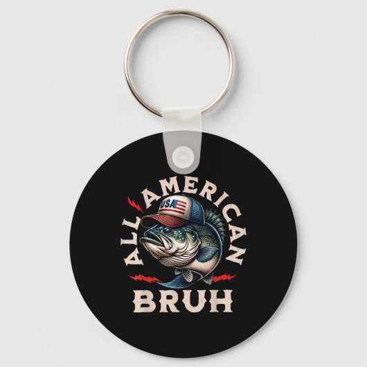 All American Bruh Patriottische B Vis 4 juli Vis Sleutelhanger (Voorkant)
