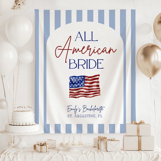 All American Bruid Bachelorette Spandoek Wandkleed