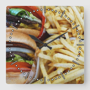 All American Burgers/Fries Time Square Wandklok