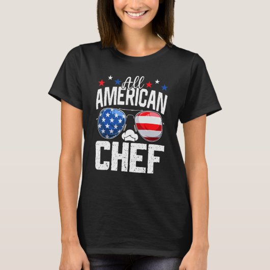 All American Chef 4th Of July American Flag T-shirt (Voorkant)