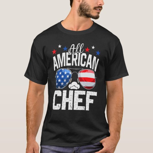 All American Chef 4th Of July American Flag T-shirt (Voorkant)