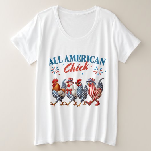All American Chick Grote Maat T-shirt (Design voorkant)