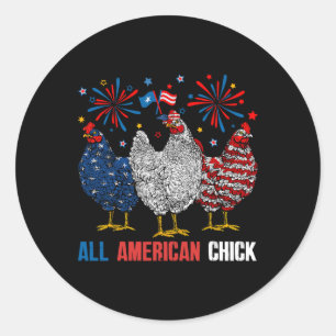 All American Chick Retro 4 juli Patriottisch Usa Ronde Sticker