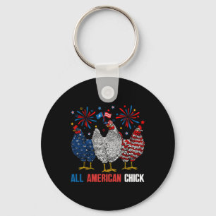All American Chick Retro 4 juli Patriottisch Usa Sleutelhanger