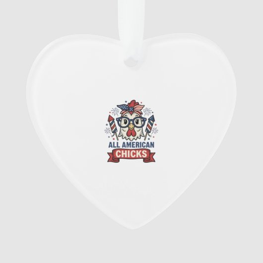 All American Chicks Patriottische Kip Vector Ontwe Ornament (voorkant)