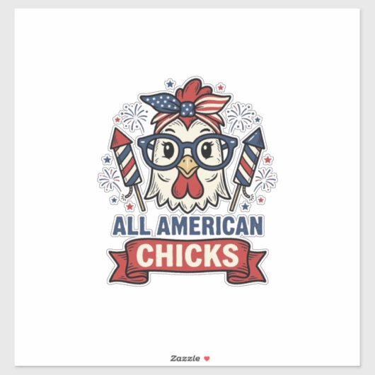 All American Chicks Patriottische Kip Vector Ontwe Sticker (Vel)