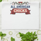 All American Chicks Patriottische Kip Vector Ontwe Theedoek (Gevouwen)
